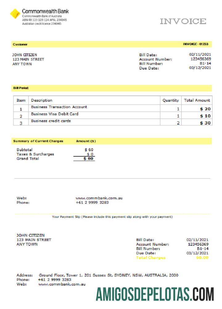 Fatura da Commonwealth dos EUA baixar para verificação
